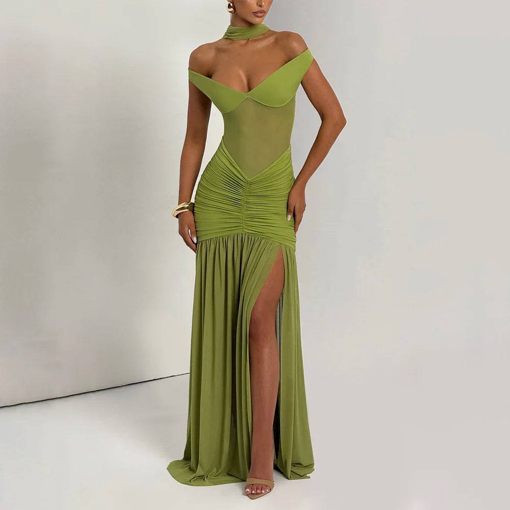 Vestido largo elegante sin espalda
