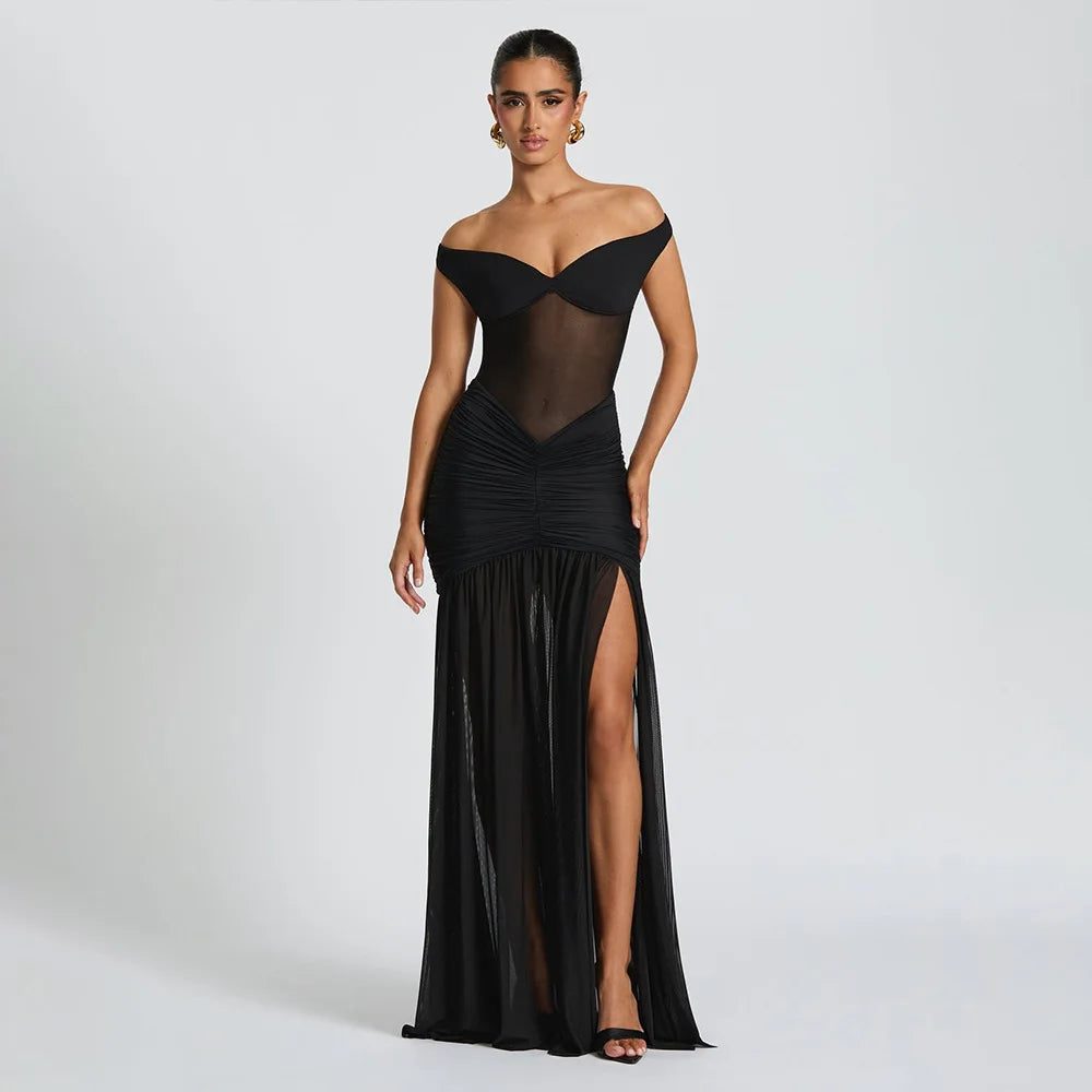 Vestido largo elegante sin espalda