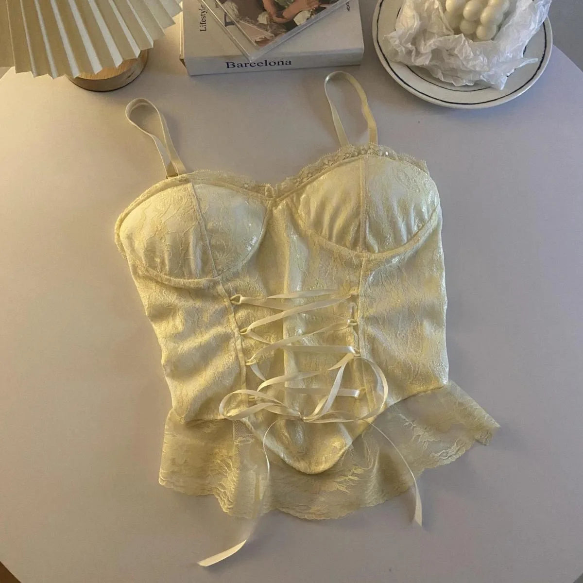 Top corset corto de encaje