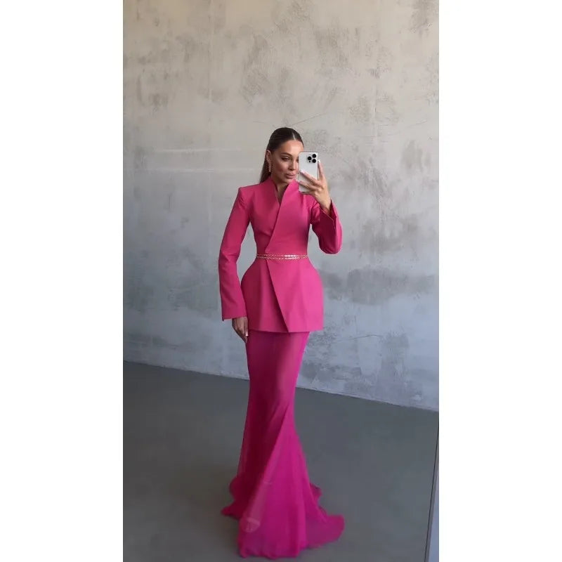 Elegant Blazer & Maxi Skirt Set