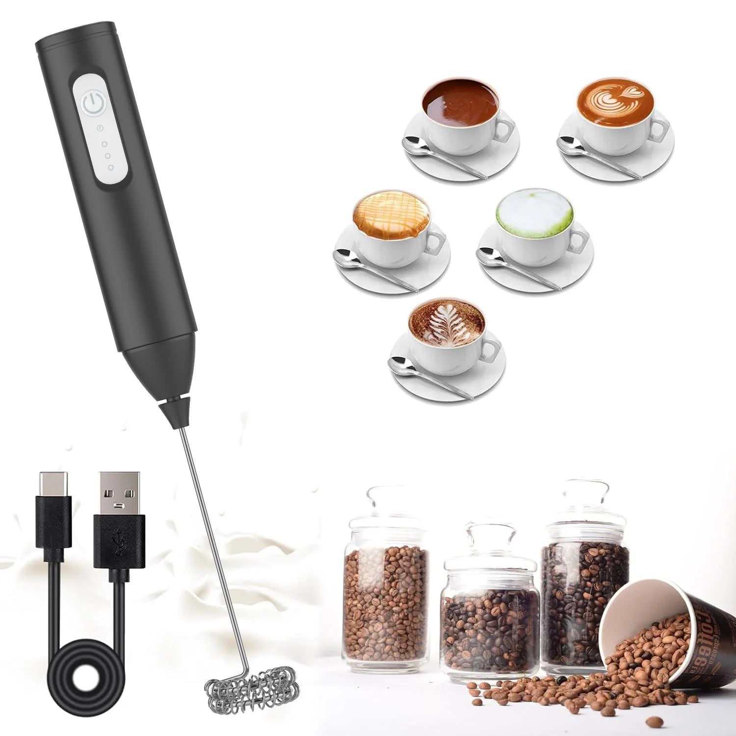 Espumador de leche recargable por USB