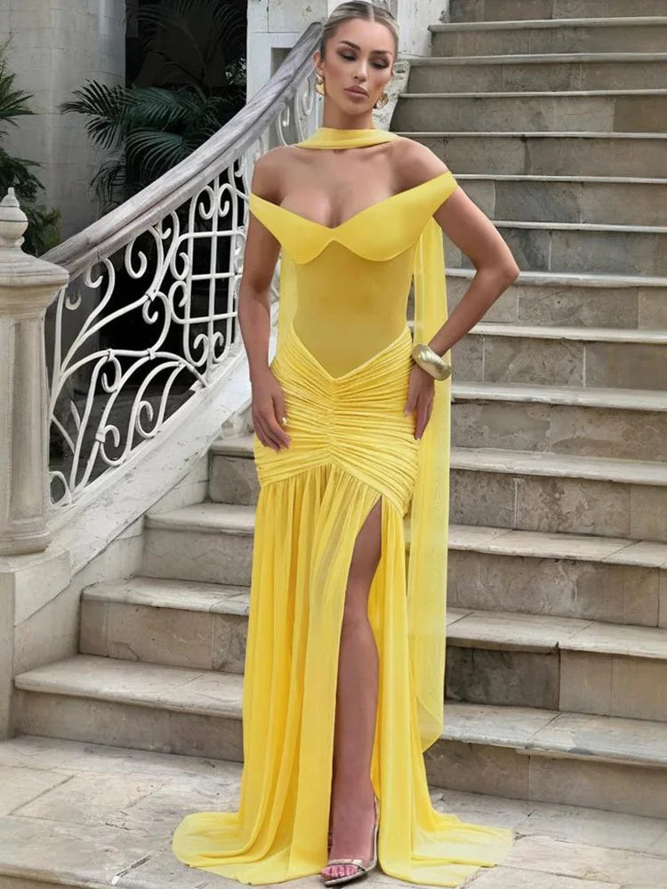 Vestido largo elegante sin espalda