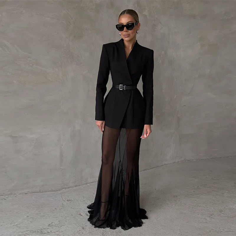 Elegant Blazer & Maxi Skirt Set