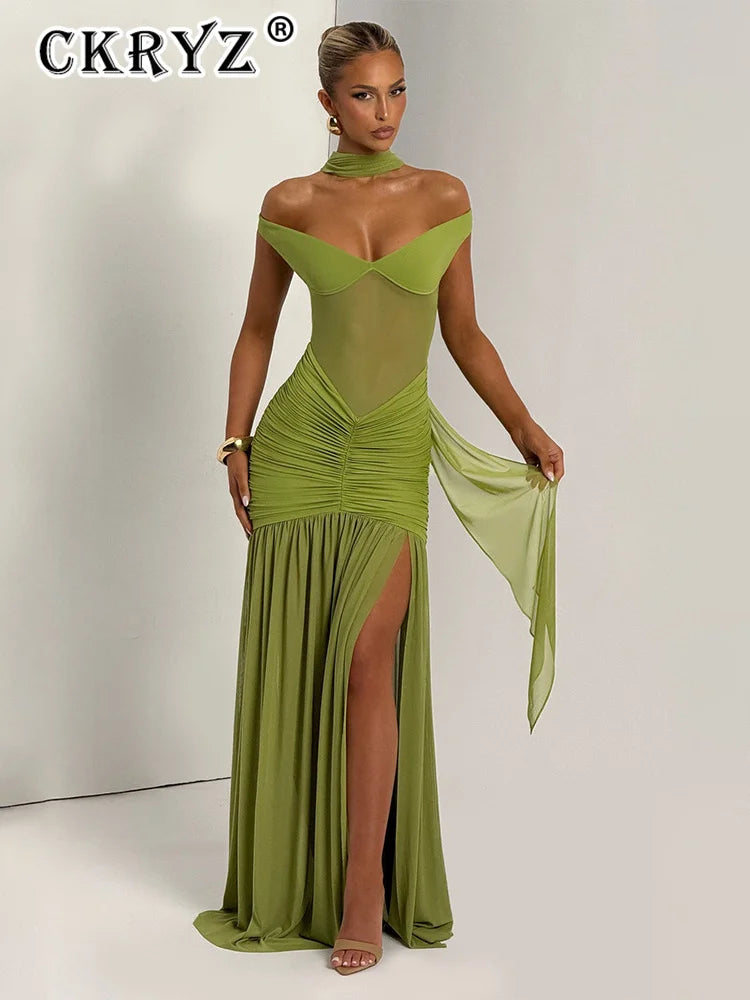 Vestido largo elegante sin espalda