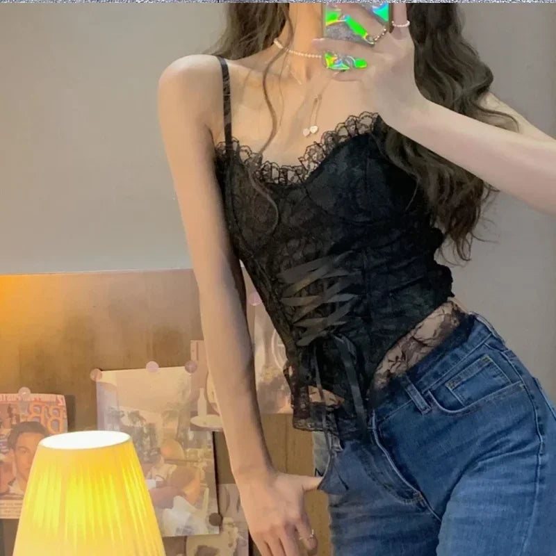 Top corset corto de encaje