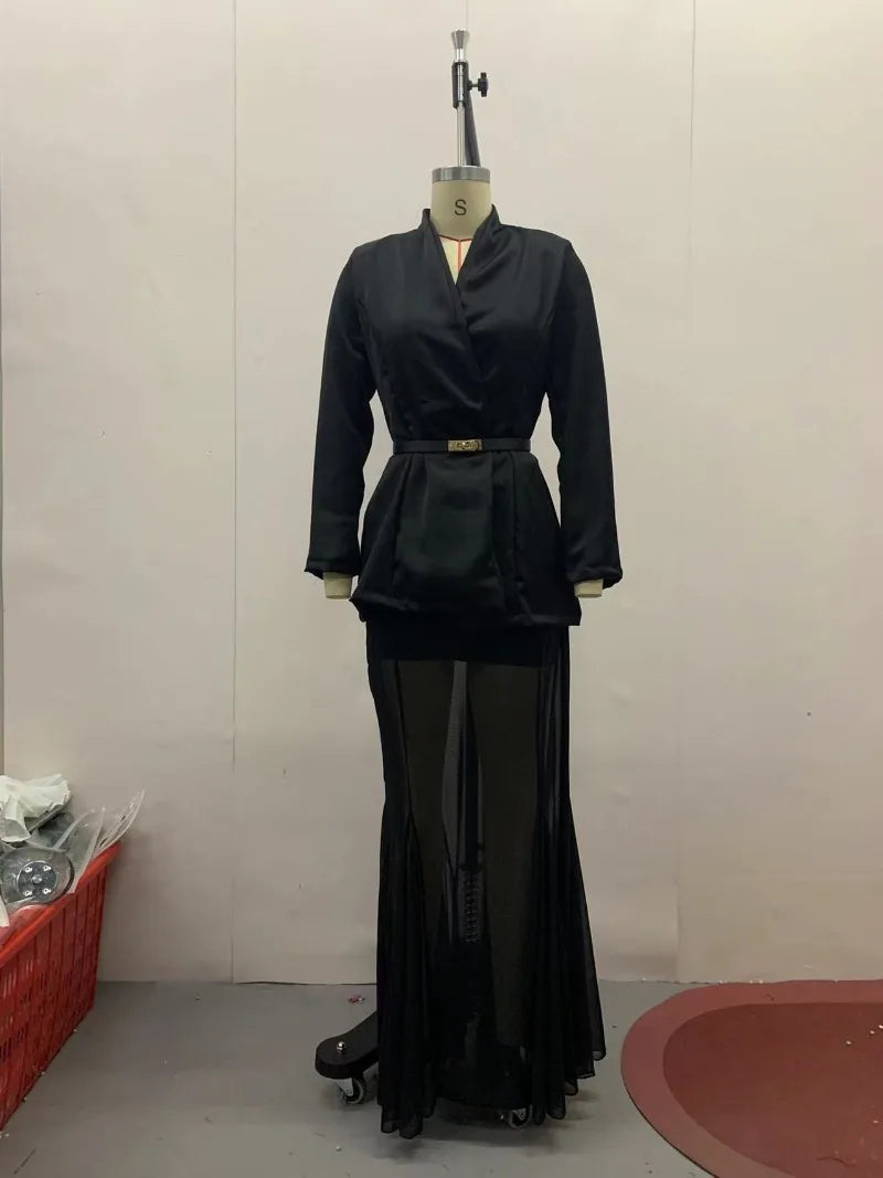 Elegant Blazer & Maxi Skirt Set