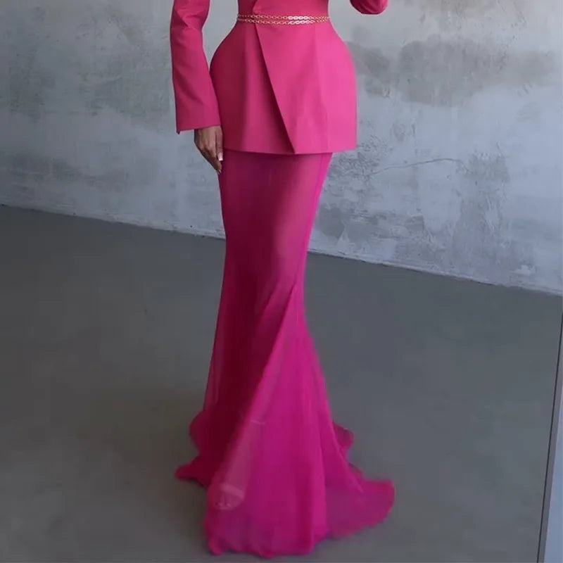 Elegant Blazer & Maxi Skirt Set