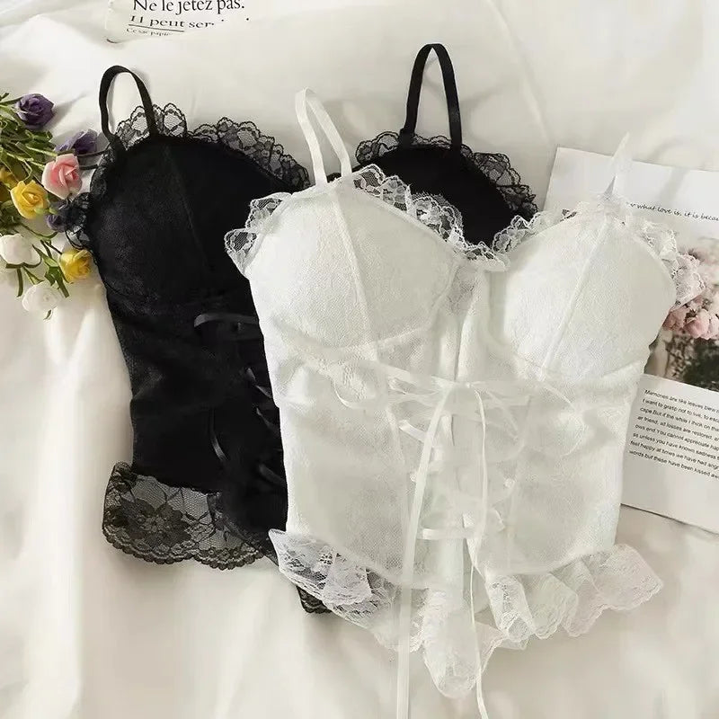 Top corset corto de encaje