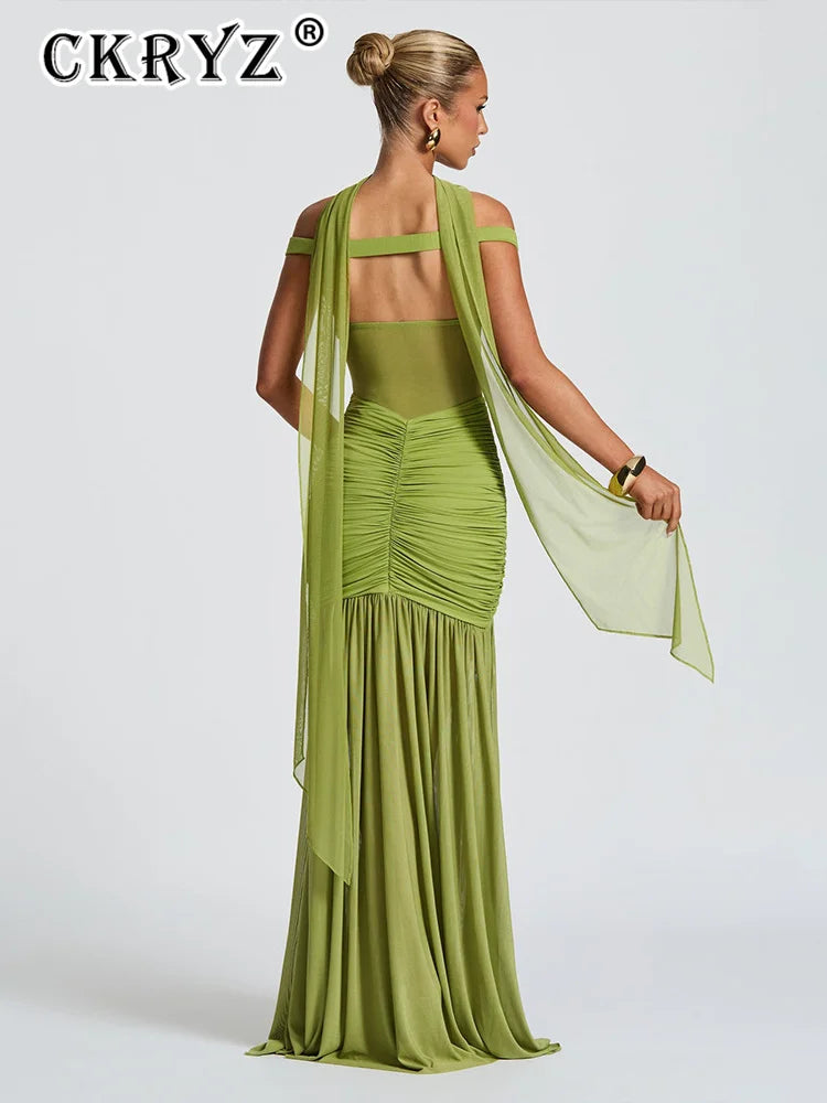 Vestido largo elegante sin espalda