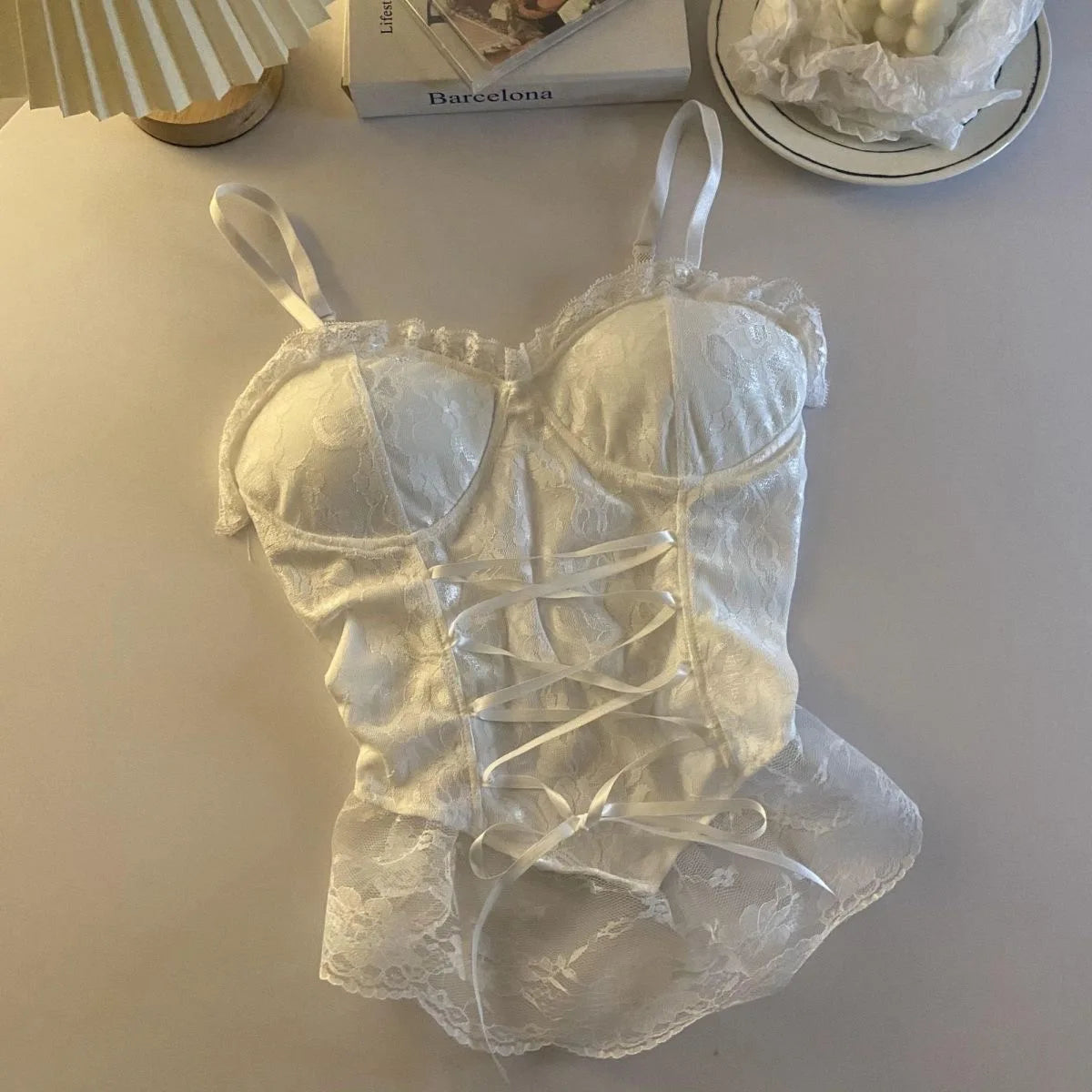 Top corset corto de encaje