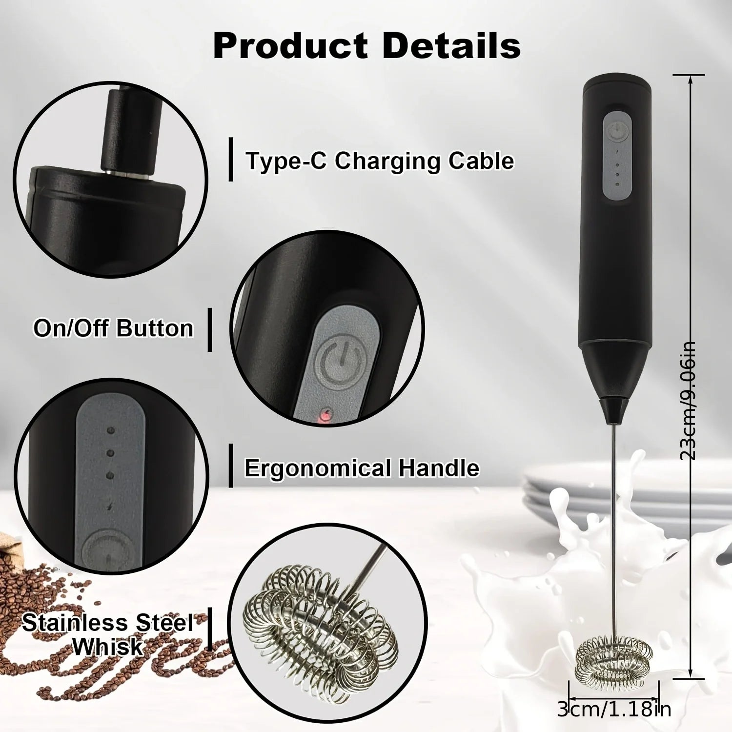 USB Rechargeable Milk Frother